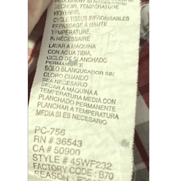 Izod Vintage Long Sleeve Red and Tan Striped Button Shirt Large Tall - Picture 5 of 7